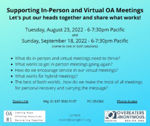 Supporting In-Person & Virtual OA Meetings - Seattle Overeaters Anonymous